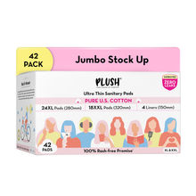 Plush Sanitary Pads 100% Cotton Rash-Free - 24XL + 18XXL+ 4 Free Liners