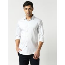 Dragon Hill Full Sleeves White Satin Lycra Solid Shirt