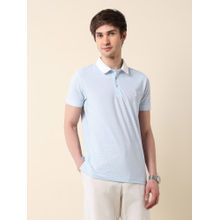U.S. POLO ASSN. Men Blue Nylon Collar Neck Slim Fit Polo T-Shirt