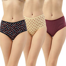 Leading Lady Women Pack Of 3 Cotton,Lycra High-Rise Solid Full Brief - Multi-Color