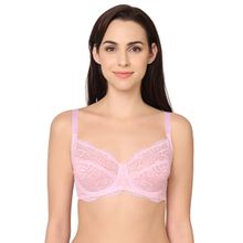 Wacoal India Essential Lace Non-padded Wired Medium Coverage 3/4th Cup Fashion Bra Pink