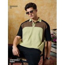 The Souled Store Men Toasted Lemon Green Oversized Polo T-shirt