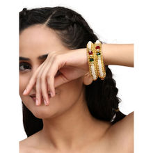 Anika's Creations Pearl Studded Moti Traditional Gold Plated 2 Pcs Bangles Set