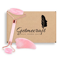 Getmecraft Rose Quartz Face Roller And Wing Shaped Gua Sha F...