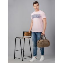 Globus Men Pink Printed Cotton Round Neck Regular Fit T-shirt