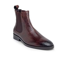 Teakwood Men Textured Genuine Leather Flat Boots