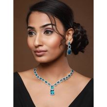 Aatmana Silver Plated AD Studded Handcrafted Capri Blue Jewellery Set