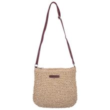 DENOVA Raffia Sling Bag - Brown