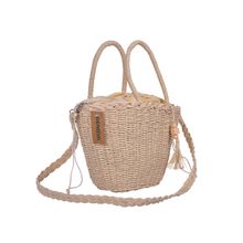 DENOVA Raffia Handbag with Lining & Tassels