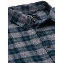 THE BEAR HOUSE Mens Grey Checked Flannel Slim Fit Casual Shirt