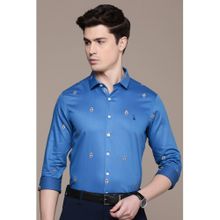 Simon Carter Men Blue Printed Formal Shirt