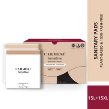 Carmesi Sensitive Sanitary Pads - 15L + 15 XL - Certified 100% Rash-Free - With Disposal Bags