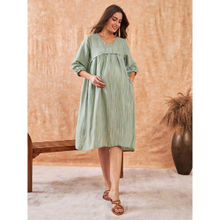 The Kaftan Company Earthy Emerald Soft Linen Maternity and Feeding Dress
