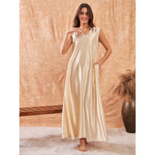 The Kaftan Company Off-White Satin Negligee Nightdress With Lace