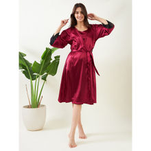 The Kaftan Company Maroon Blue Laced Up Gown- (Set of 2)