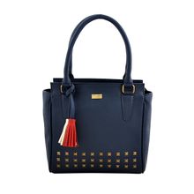 Yelloe Yelloe Blue Synthetic Leather Hand Bag With Multicolored Tassel Blue Hand Held Bag