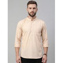 Jompers Peach Solid Cotton Blend Short Kurta