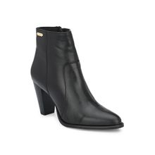 Delize Black Solid Women Vegan Leather Ankle Boots With Heel Height