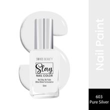 Swiss Beauty Slay Nail Color With Ultra Shine Formulation - 603 Pure Silver