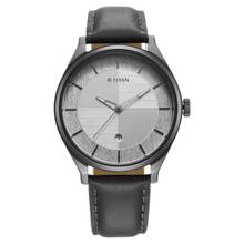 Titan Men Neo Eco Gents 3 Silver Dial Leather Watch - 1802QL01 (M)