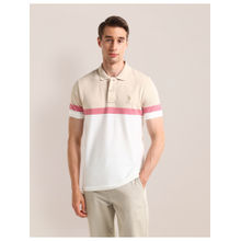 U.S. POLO ASSN. Colourblocked White Short Sleeves Polo T-Shirt