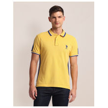 U.S. POLO ASSN. Colourblocked Yellow Short Sleeves Polo T-Shirt