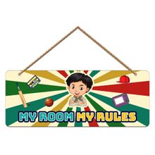 Art Vibes My Room My Rules Wooden Wall Hanging for Home Decoration
