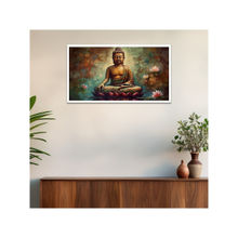 Dekorstation Meditating Buddha with Lotus Flower Religious Canvas Wall Painting