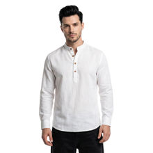 Bonjour White Men’s Linen Short Kurta