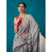 Likha Grey Liva Jacquard Textured Lite Saree With Unstitched Blouse LIKSAR27 (Free Size)