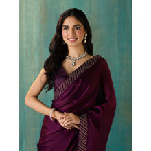 Likha Purple Satin Embellished & Sequined Saree with Unstitched Blouse LIKSAR120 (Free Size)