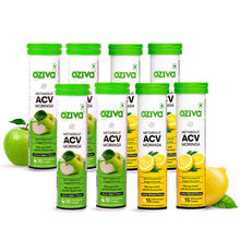OZiva ACV Moringa To Control Cravings, Apple Cider Vinegar, (Green Apple & Lemon Masala) Pack of 8