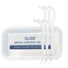 GUBB Dental Floss Toothpicks - Oral Hygiene Essential with Extra Strong Thread, 24 Tooth Picks
