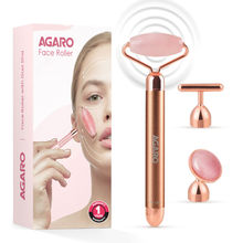 AGARO 4-in-1 Electric Rose Quartz Face Roller & Gua Sha, Anti-Aging Facial Massager, Rose Gold