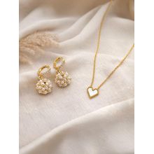 ISHKAARA Women White Heart Pearl Necklace Set