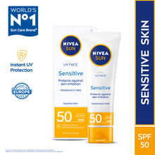 NIVEA Sun Sensitive Skin SPF 50 Sunscreen, Ultra Matte, No White Cast, Instant UV Protection
