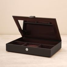 Pure Home + Living Dark Brown Faux Leather Jewellery Box