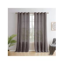 Story@Home Door Polyester Semi Transparent Curtain Brown, Printed (Pack of 2) (7 feet)