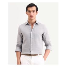 Rare Rabbit Mens Raxo Dusky Grey Cotton Fabric Regular Fit Plain Shirt