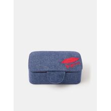 Accessorize London Womens Blue Small Paris Denim Jewellery Box