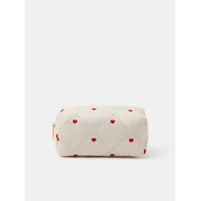 Accessorize London Womens Cream Quilted Heart Make Up Pouch