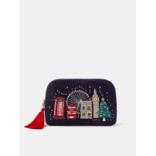 Accessorize London Womens Navy Blue London Skyline Christmas Pouch