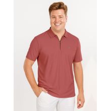 BULLMER Men Red Polyester Solid Regular Fit Polo T-Shirt
