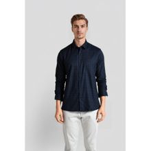 Crocodile Men Navy Blue Polyester Blend Checks Comfortable Fit Casual Shirt