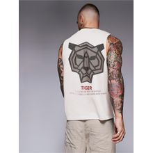 RIGO Men White Terry Oversized Printed Vest T-Shirts