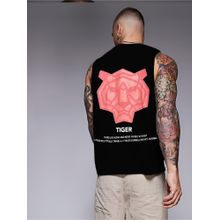 RIGO Men Black Terry Oversized Printed Vest T-Shirts