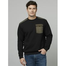 CELIO Colorblock Black Long Sleeves Round Neck Fashion Sweatshirt
