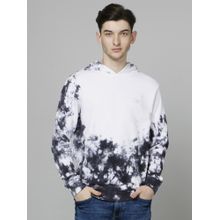 CELIO Printed White Long Sleeves Hooded Fashion Sweatshirt