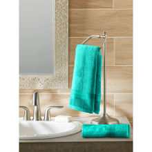 RAYMOND HOME 450 Gsm Cotton Teal Hand Towels (Pack Of 2) (M)