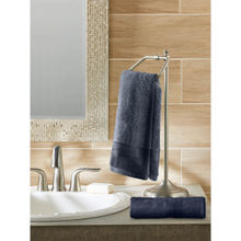 RAYMOND HOME 450 Gsm Cotton Navy Blue Hand Towels (Pack Of 2) (M)